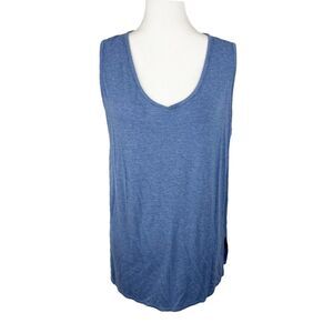 Zenergy by Chico's Tank Top Women Large Blue Stretch Activewear Button Detail